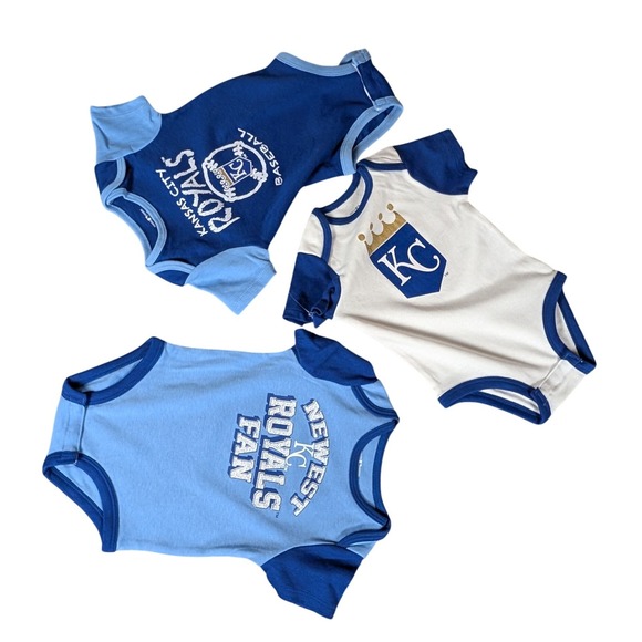 Mlb Genuine Merchandise Other - MLB Kansas City Royals Baby Bodysuits 3-Pack Blue White KC‎ Baseball Outfit